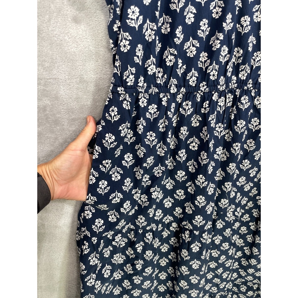J.Crew Willa Midi Dress Size 8 Navy Blue Floral Tiered Pockets MSRP $158 NWT - Picture 10 of 10